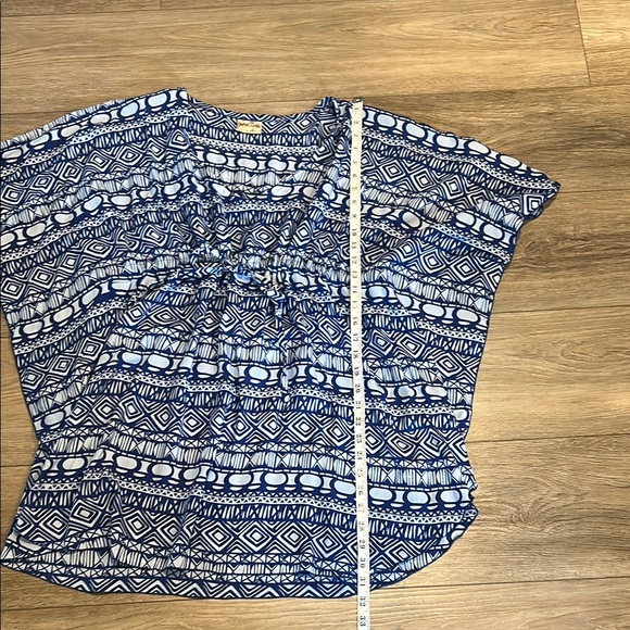 Blue Geometric Swim Coverup/Dress that cinches in The Front - Picture 4 of 6